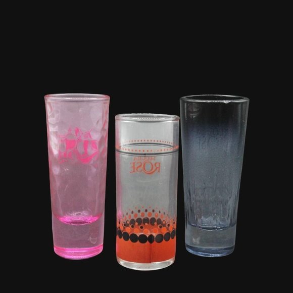 Lot Of 3 Tequila Rose Shot Glasses Pink Black - Picture 6 of 10